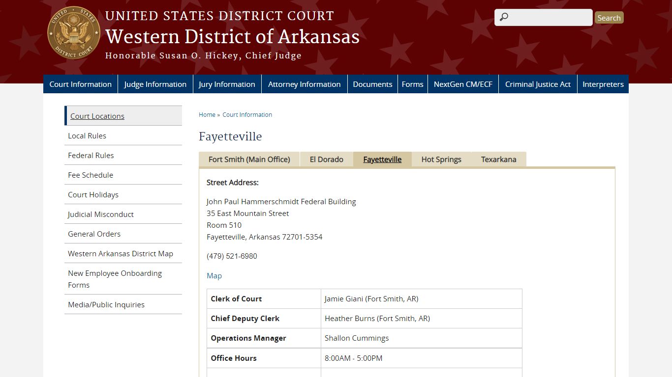 Fayetteville | Western District of Arkansas | United States District Court